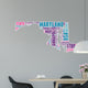 Maryland USA State Map Tag Cloud Wall Decal