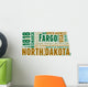 North Dakota USA State Map Tag Cloud Wall Decal