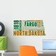 North Dakota USA State Map Tag Cloud Wall Decal