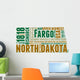North Dakota USA State Map Tag Cloud Wall Decal