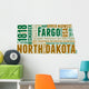 North Dakota USA State Map Tag Cloud Wall Decal