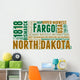 North Dakota USA State Map Tag Cloud Wall Decal