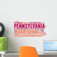 Pennsylvania USA State Map Tag Cloud Wall Decal