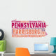 Pennsylvania USA State Map Tag Cloud Wall Decal