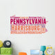 Pennsylvania USA State Map Tag Cloud Wall Decal