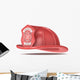 Firefighter Helmet. Classic Red with badge. Isolated. Wall Decal