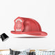 Firefighter Helmet. Classic Red with badge. Isolated. Wall Decal