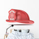 Firefighter Helmet. Classic Red with badge. Isolated. Wall Decal