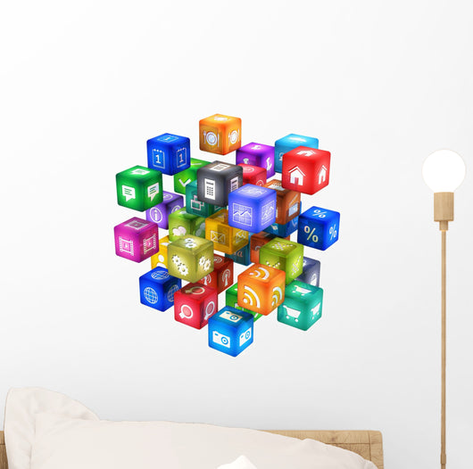 Cloud of mobile application icons 