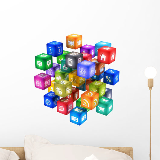 Cloud of mobile application icons 