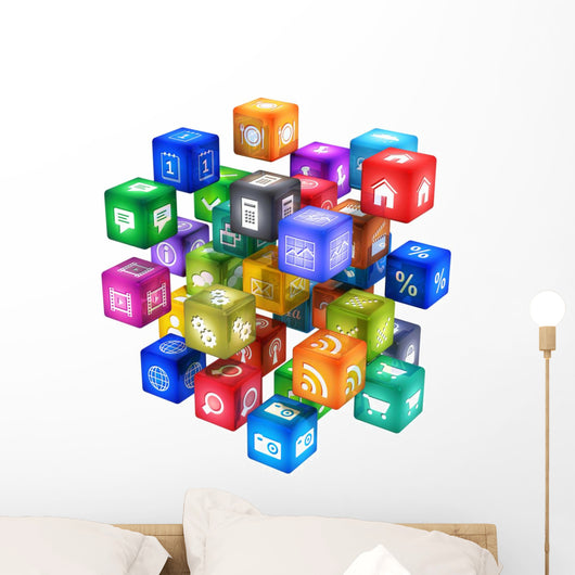 Cloud of mobile application icons 