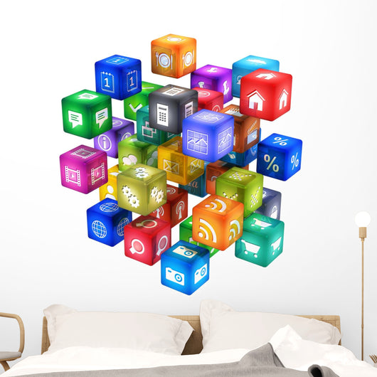 Cloud of mobile application icons 