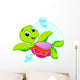 Cute Turtle Is Swimming Upside Down Wall Decal