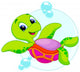 Cute Turtle Is Swimming Upside Down Wall Decal