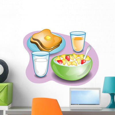 Illustration Complete Breakfast with Wall Mural shown on a wall
