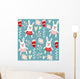 Cute seamless pattern with bunnies, hearts and flowers, vector Wall Decal