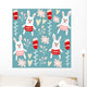 Cute seamless pattern with bunnies, hearts and flowers, vector Wall Decal