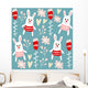 Cute seamless pattern with bunnies, hearts and flowers, vector Wall Decal