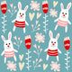 Cute seamless pattern with bunnies, hearts and flowers, vector Wall Decal