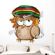 jamaican owl cartoon on white background Wall Decal