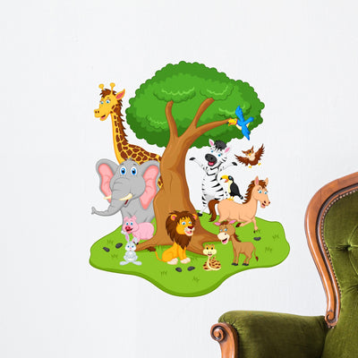 Funny Animal Wall Decal shown on a wall