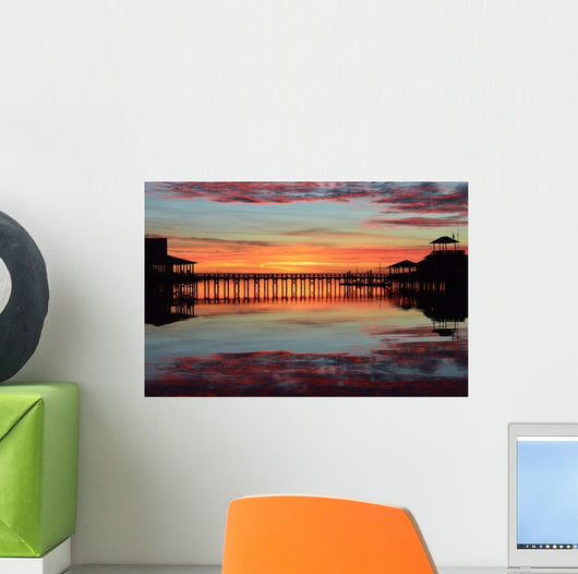 Sunrise Marina Pier with Wall Decal