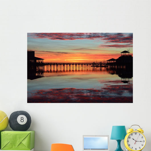 Sunrise Marina Pier with Wall Decal