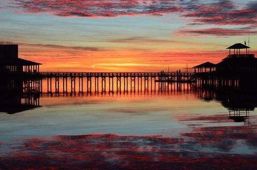 Sunrise Marina Pier with Wall Decal