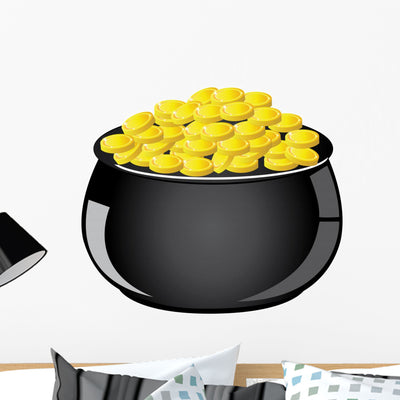 Vector Pot Gold Wall Decal shown on a wall