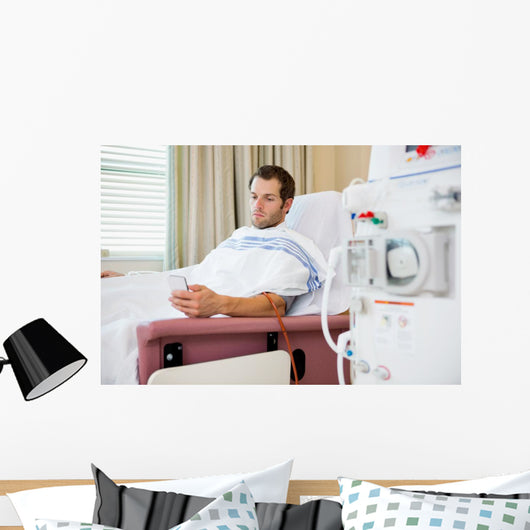 Patient Using Mobile Phone Dialysis Wall Decal