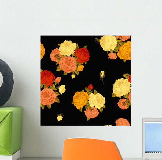 Seamless Vector Vintage Floral Wall Decal
