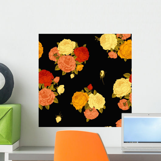 Seamless Vector Vintage Floral Wall Decal
