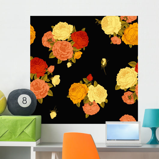 Seamless Vector Vintage Floral Wall Decal