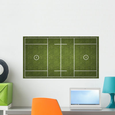 Men's Lacrosse Playing Field Wall Decal shown on a wall