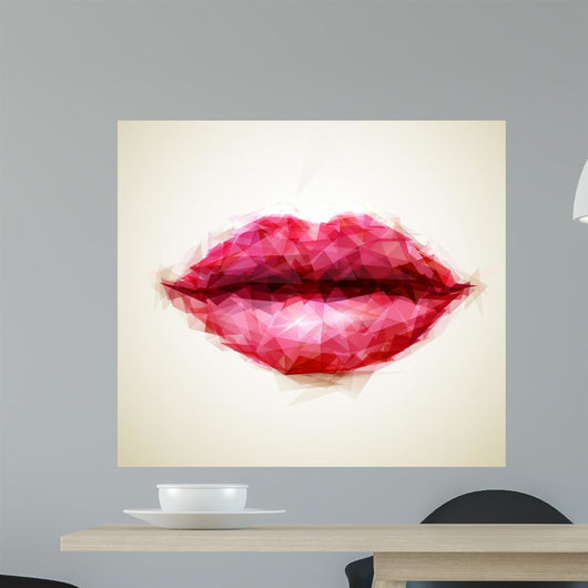 Beautiful woman lips formed by abstract triangles 