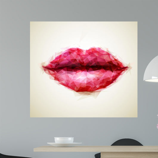 Beautiful woman lips formed by abstract triangles 