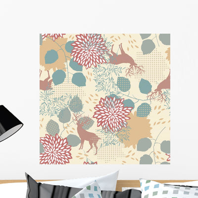 Seamless Pattern with Deer Wall Decal shown on a wall