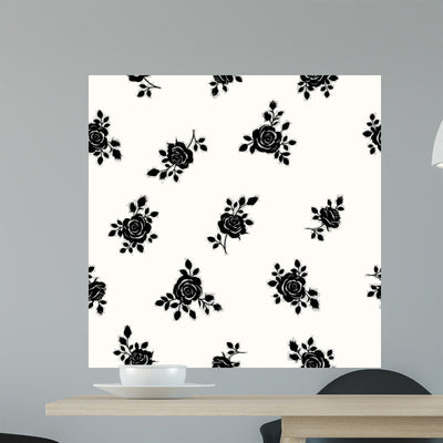 Pattern with Roses Wall Decal Design 2 shown on a wall