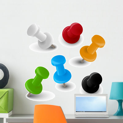 Set Verschiedene Farbige Pinnadeln Wall Decal shown on a wall