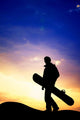 snowboarder at sunset Wall Mural