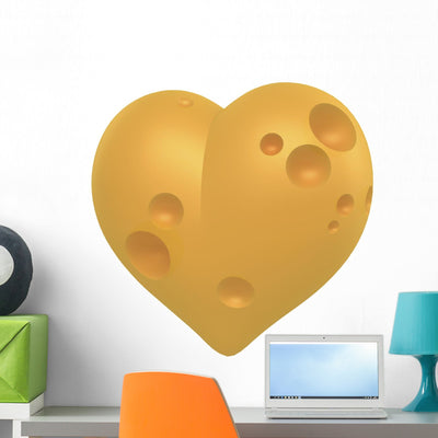 Yellow Cheese Heart Wall Decal shown on a wall