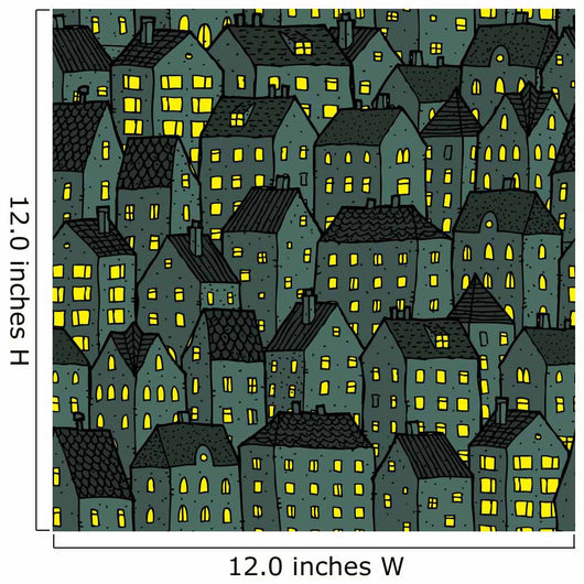 City Seamless Pattern Night Wall Decal
