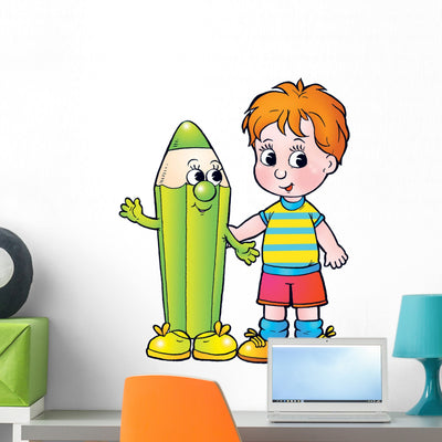 Elementary School Friends Wall Decal shown on a wall