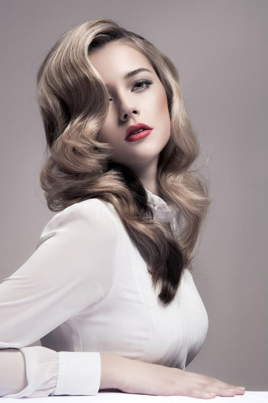 Beautiful Blonde Woman. Retro Fashion Image. 