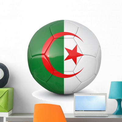 Algeria Soccer Ball 3D Wall Decal shown on a wall