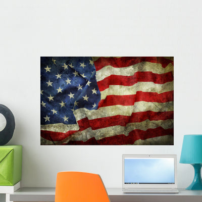 American Flag shown on a wall