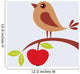Tree branch with apple and cute bird 