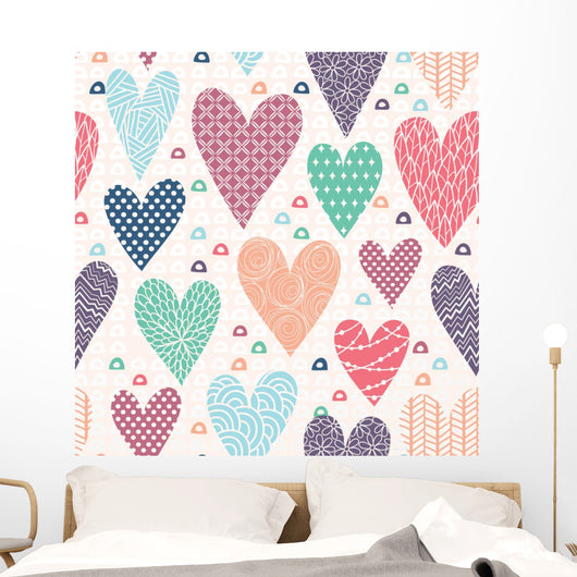 Hearts Seamless Pattern Wall Decal