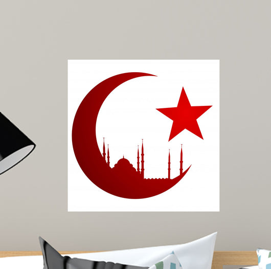 Crescent Moon with Mosque Wall Decal
