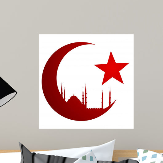 Crescent Moon with Mosque Wall Decal